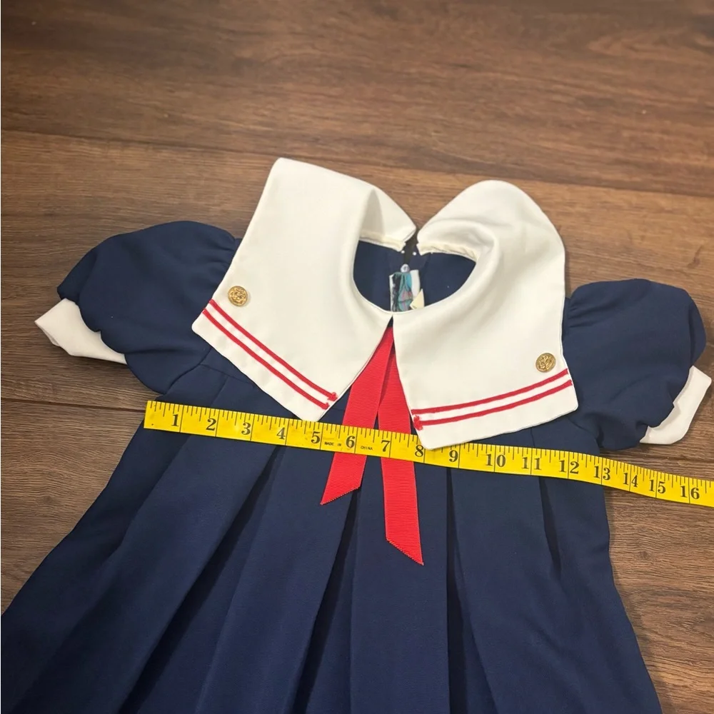 Vintage 90s Nautical Sailor Dress Girls 3T USA Made Wonderland Fashions